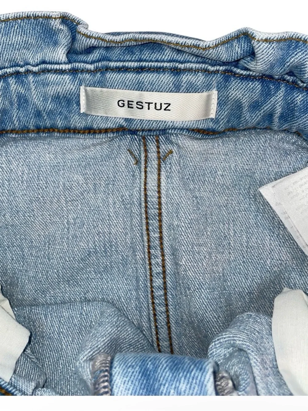 Gestuz Classic Light Blue Denim Paperbag Waist Skirt